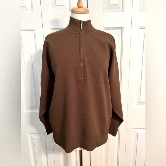NWT M.M Lafleur Athens Half Zip Knit Pullover Deep Fern Olive Color Size Medium - Picture 4 of 11